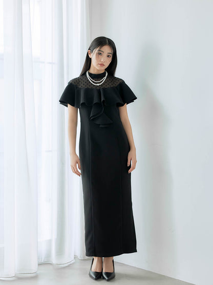 dot flare high neck dress / ドットフレアハイネックドレス