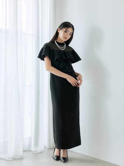 dot flare high neck dress / ドットフレアハイネックドレス