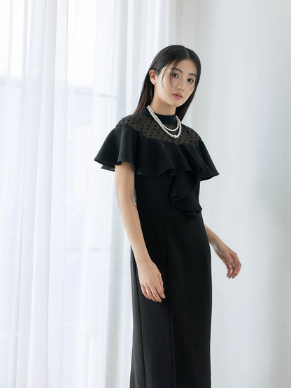 dot flare high neck dress / ドットフレアハイネックドレス