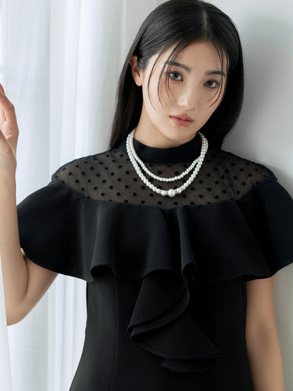 dot flare high neck dress / ドットフレアハイネックドレス