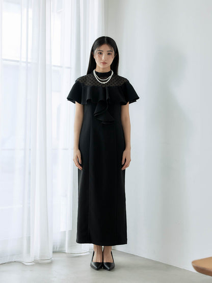dot flare high neck dress / ドットフレアハイネックドレス