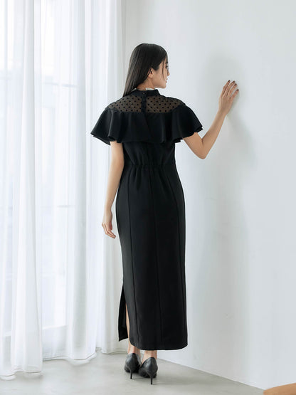 dot flare high neck dress / ドットフレアハイネックドレス