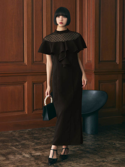 dot flare high neck dress / ドットフレアハイネックドレス