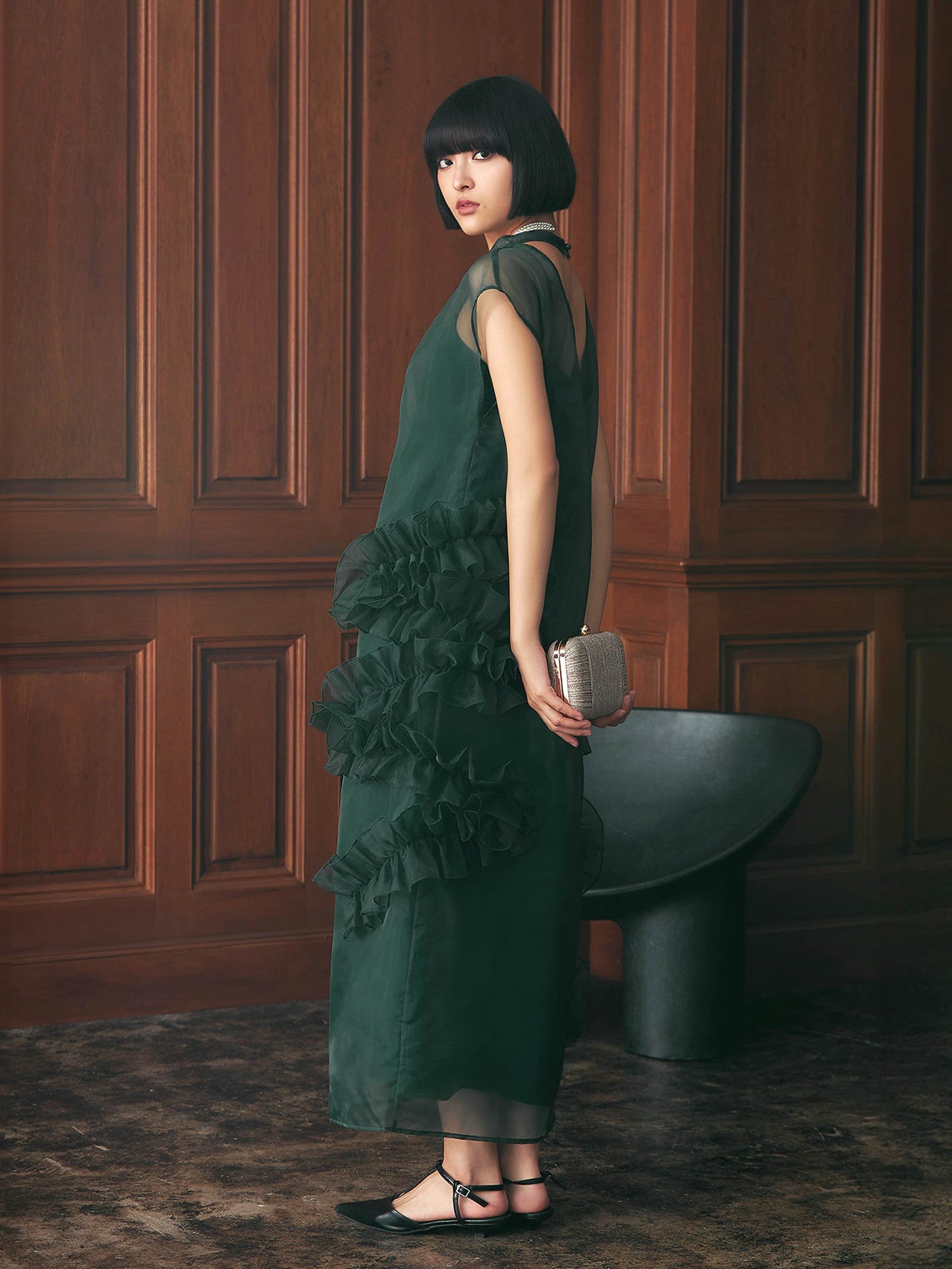 organdy volume skirt dress / オーガンジーボリュームスカートドレス