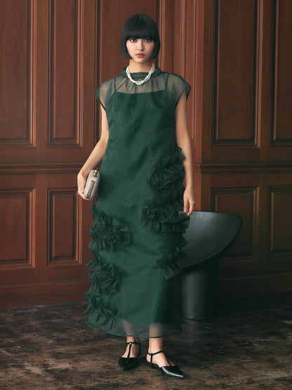 organdy volume skirt dress / オーガンジーボリュームスカートドレス