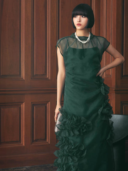 organdy volume skirt dress / オーガンジーボリュームスカートドレス