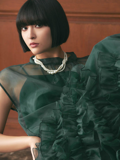 organdy volume skirt dress / オーガンジーボリュームスカートドレス