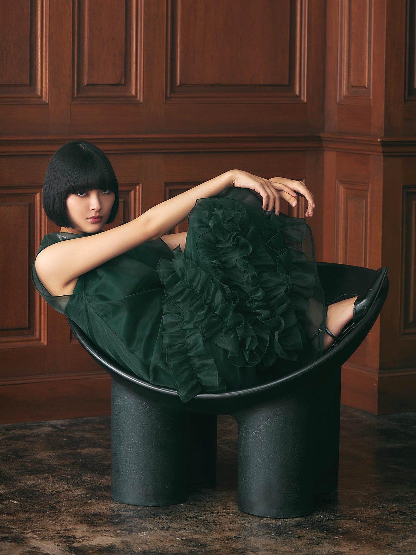 organdy volume skirt dress / オーガンジーボリュームスカートドレス