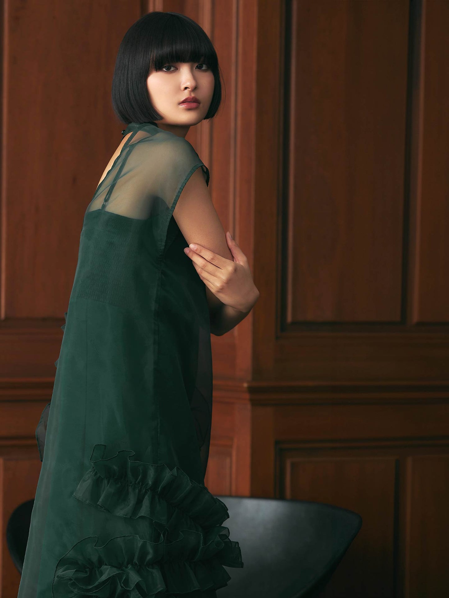 organdy volume skirt dress / オーガンジーボリュームスカートドレス