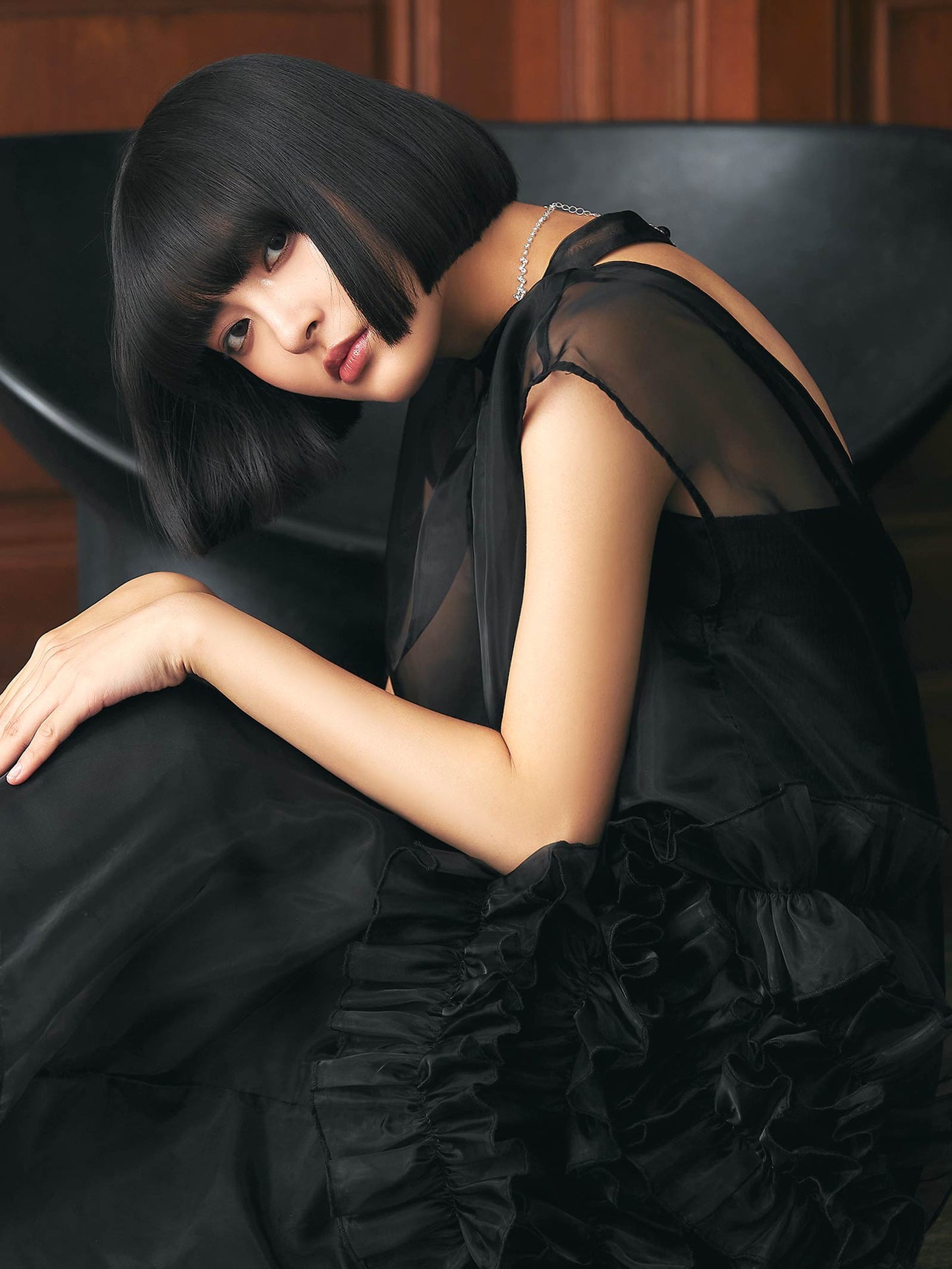 organdy volume skirt dress / オーガンジーボリュームスカートドレス