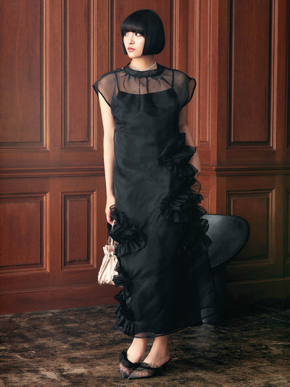 organdy volume skirt dress / オーガンジーボリュームスカートドレス