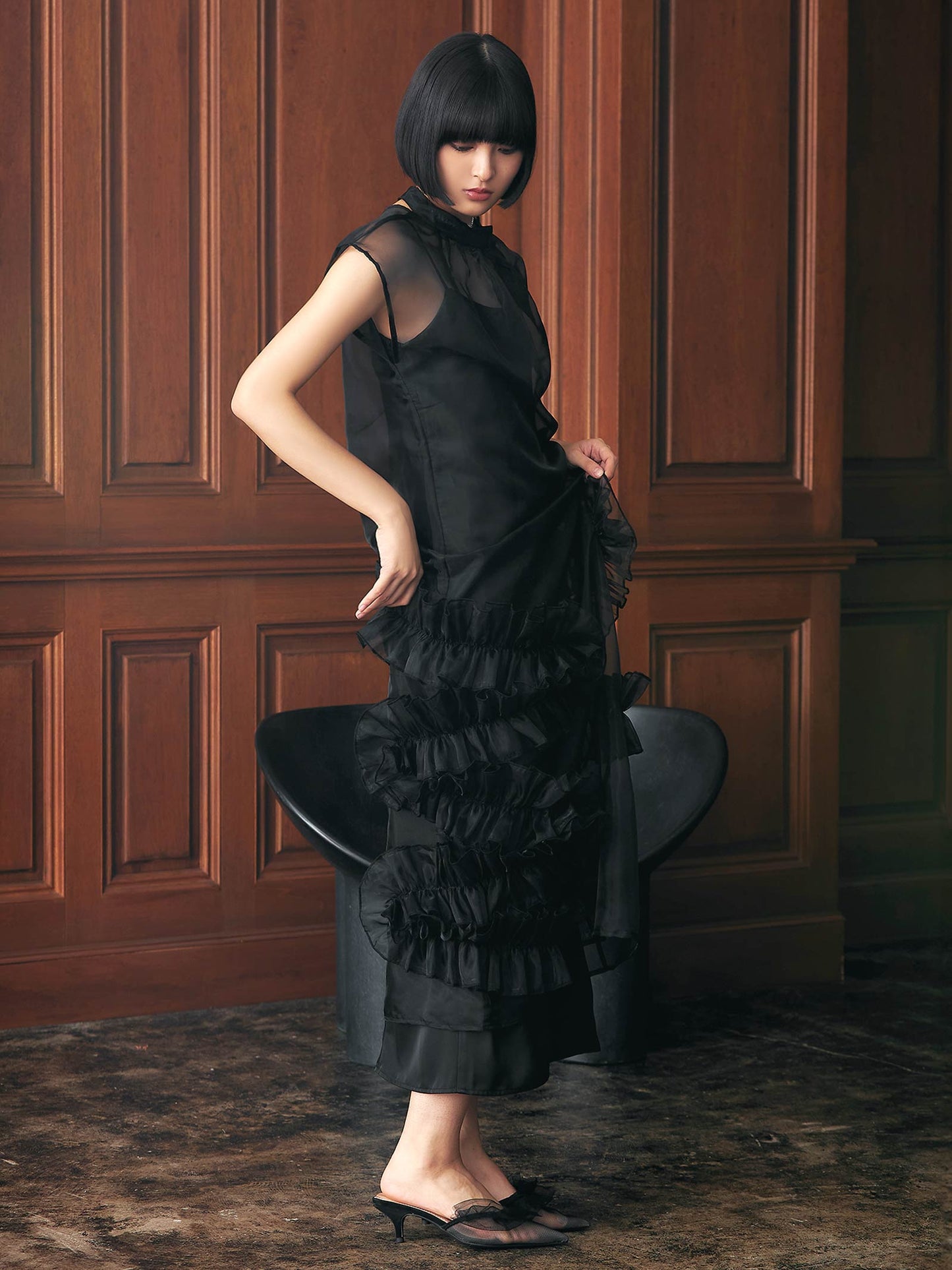 organdy volume skirt dress / オーガンジーボリュームスカートドレス