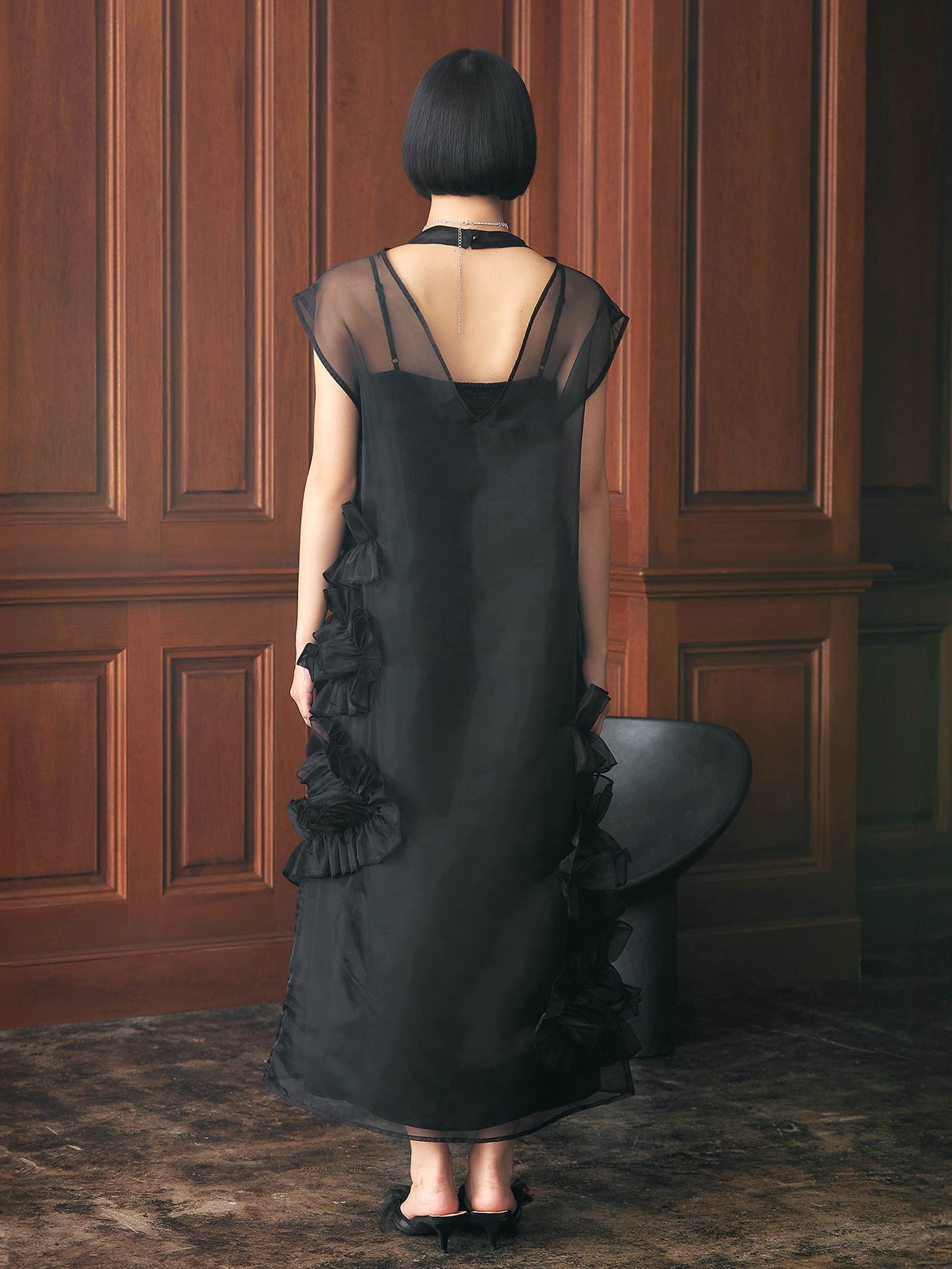 organdy volume skirt dress / オーガンジーボリュームスカートドレス