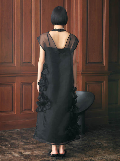 organdy volume skirt dress / オーガンジーボリュームスカートドレス