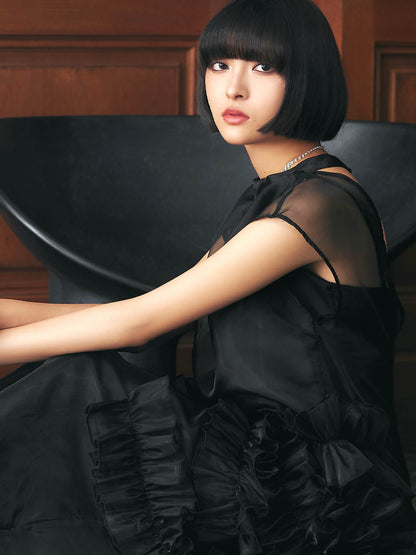 organdy volume skirt dress / オーガンジーボリュームスカートドレス