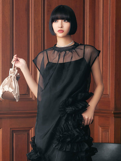organdy volume skirt dress / オーガンジーボリュームスカートドレス