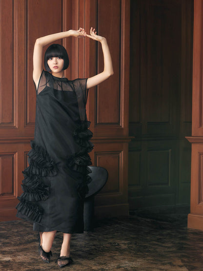 organdy volume skirt dress / オーガンジーボリュームスカートドレス