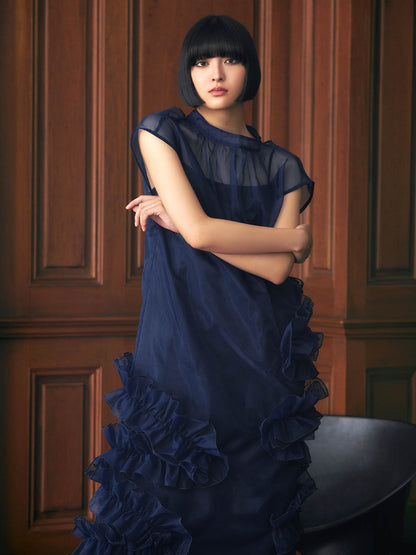 organdy volume skirt dress / オーガンジーボリュームスカートドレス