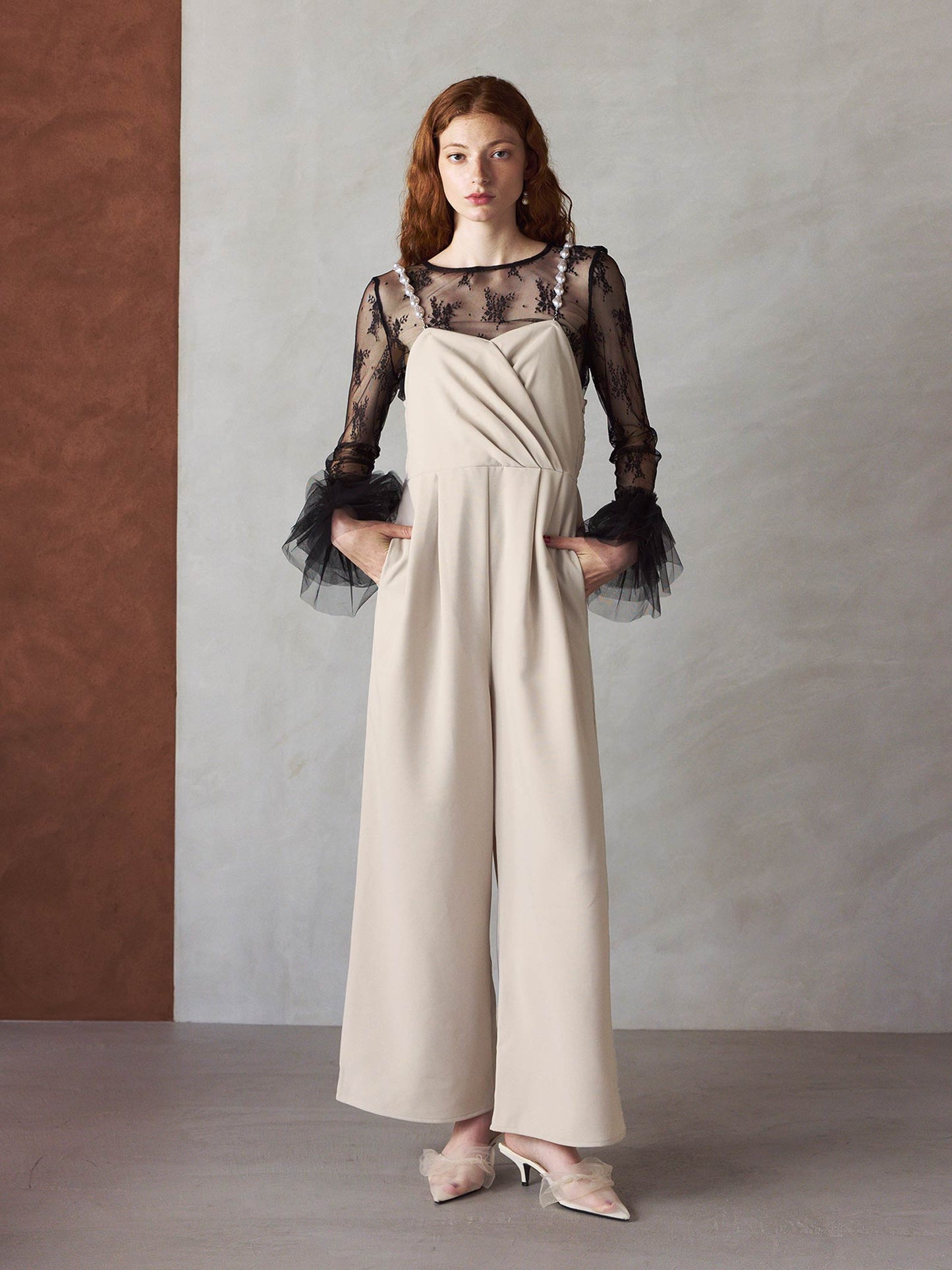 2way pearl strap pants dress / 2wayパールストラップパンツドレス