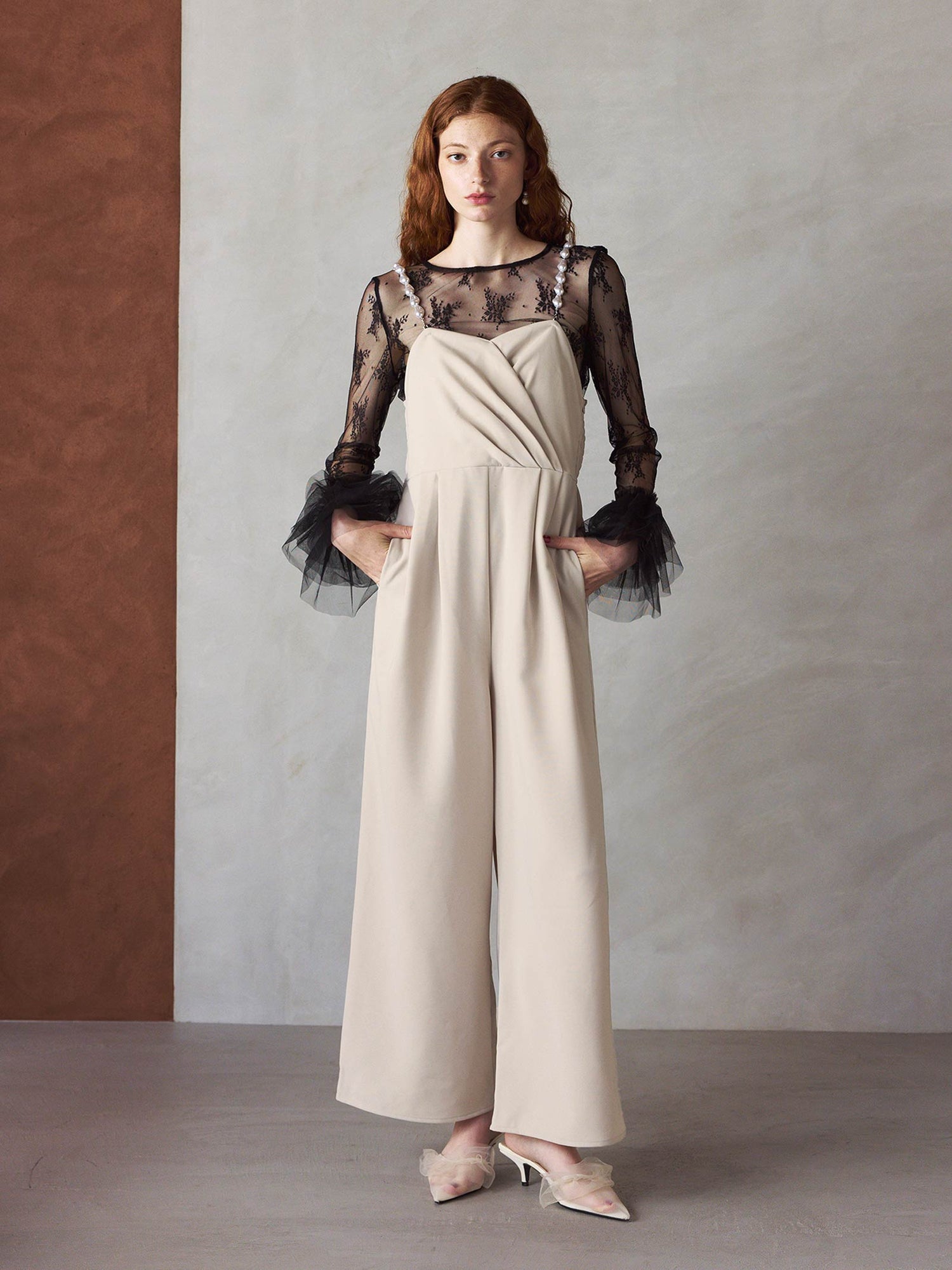 2way pearl strap pants dress / 2wayパールストラップパンツドレス