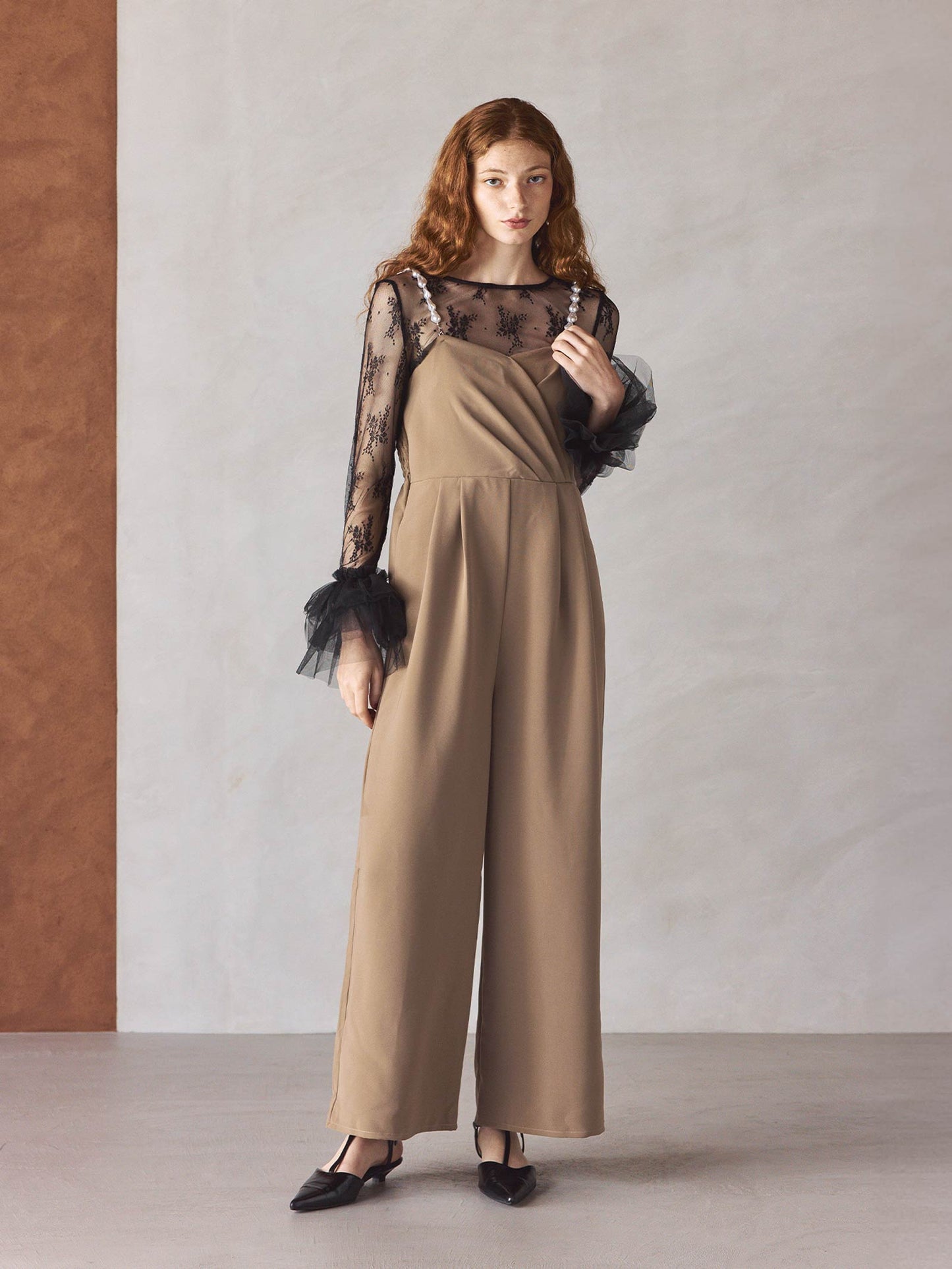 2way pearl strap pants dress / 2wayパールストラップパンツドレス