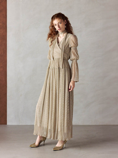 lame pleats dress / ラメプリーツドレス