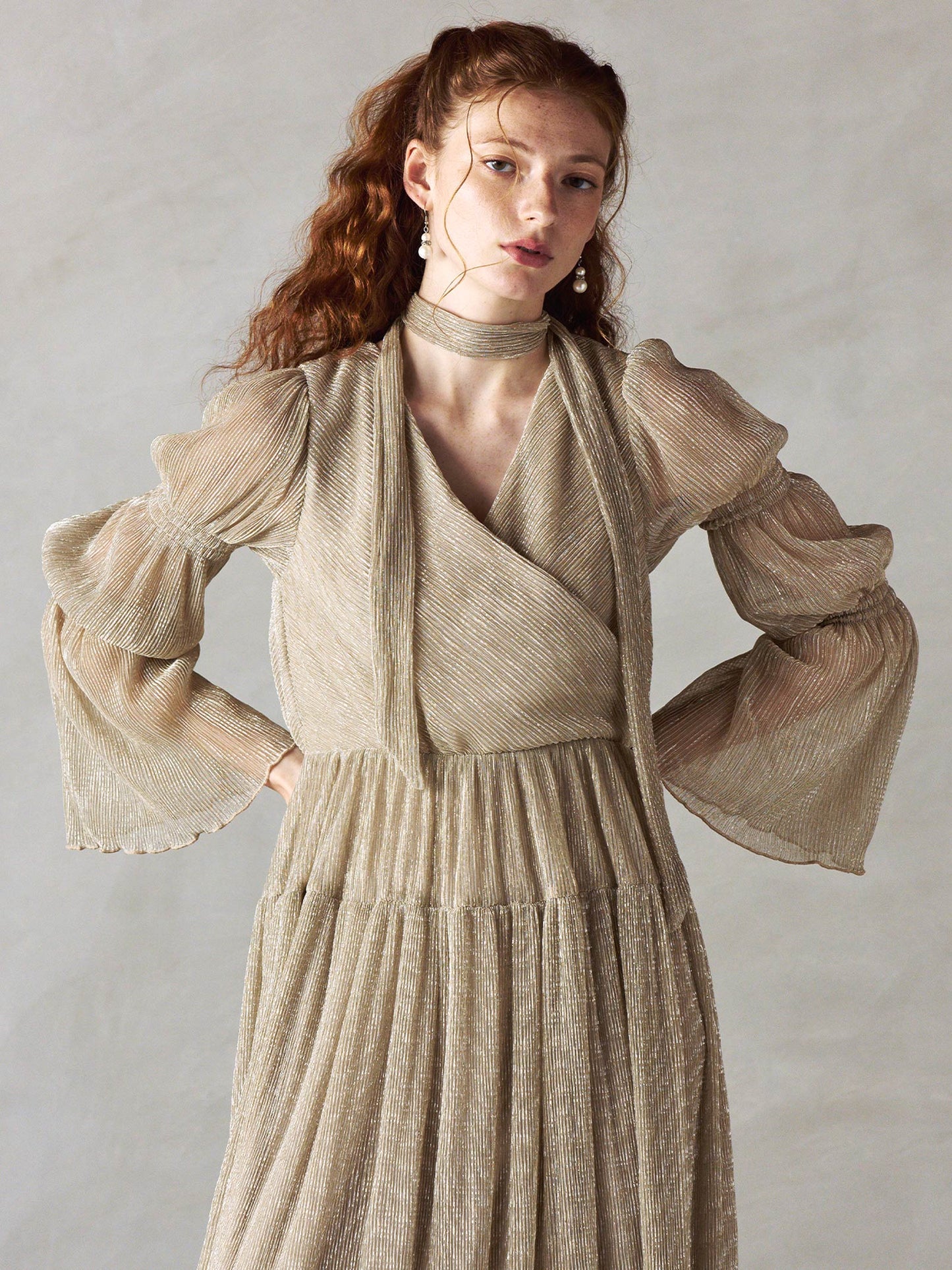 lame pleats dress / ラメプリーツドレス