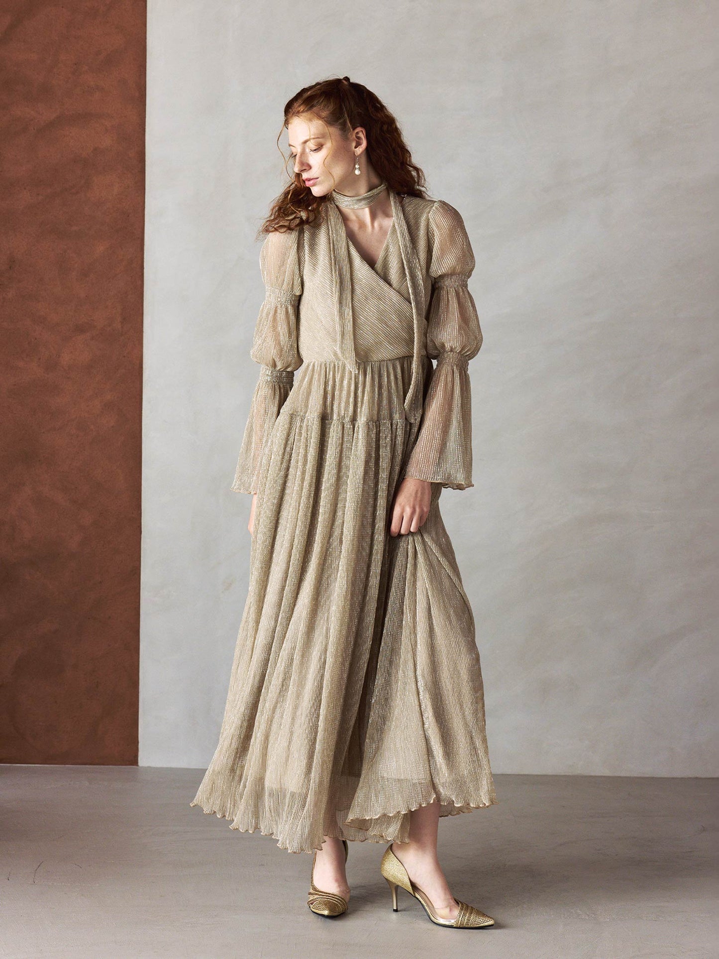 lame pleats dress / ラメプリーツドレス