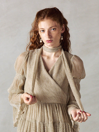 lame pleats dress / ラメプリーツドレス