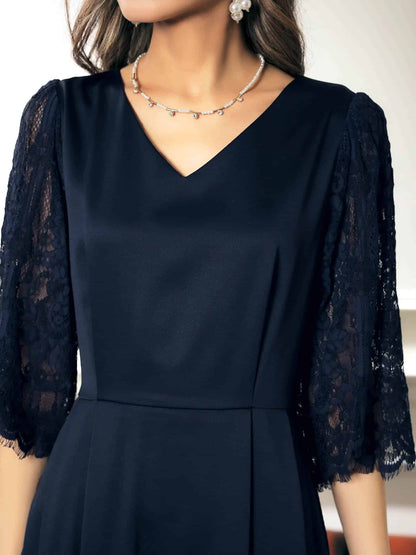 embroidery lace dress / エンブロイダリーレースレイヤードミモレ丈ワンピースドレス