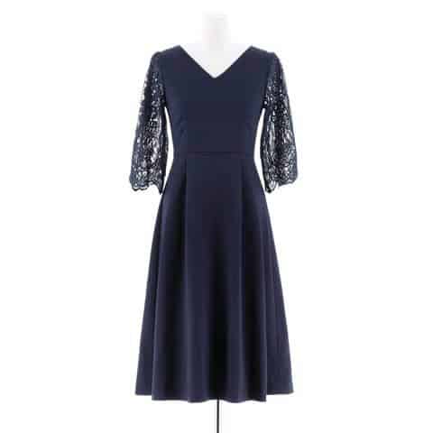 embroidery lace dress / エンブロイダリーレースレイヤードミモレ丈ワンピースドレス