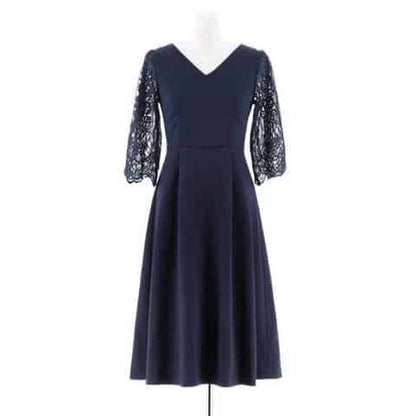 embroidery lace dress / エンブロイダリーレースレイヤードミモレ丈ワンピースドレス