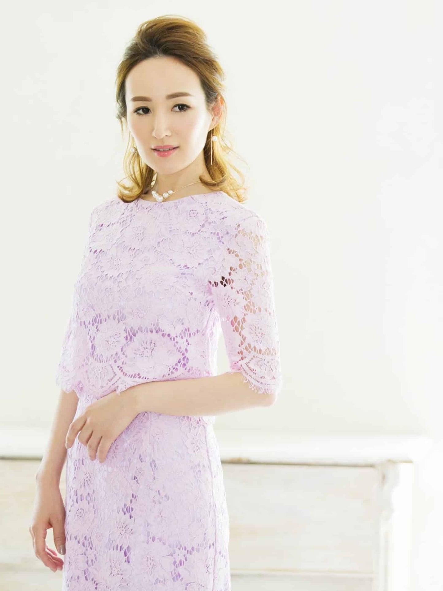cutwork lace bodycon dress / カットワークレースタイトワンピース