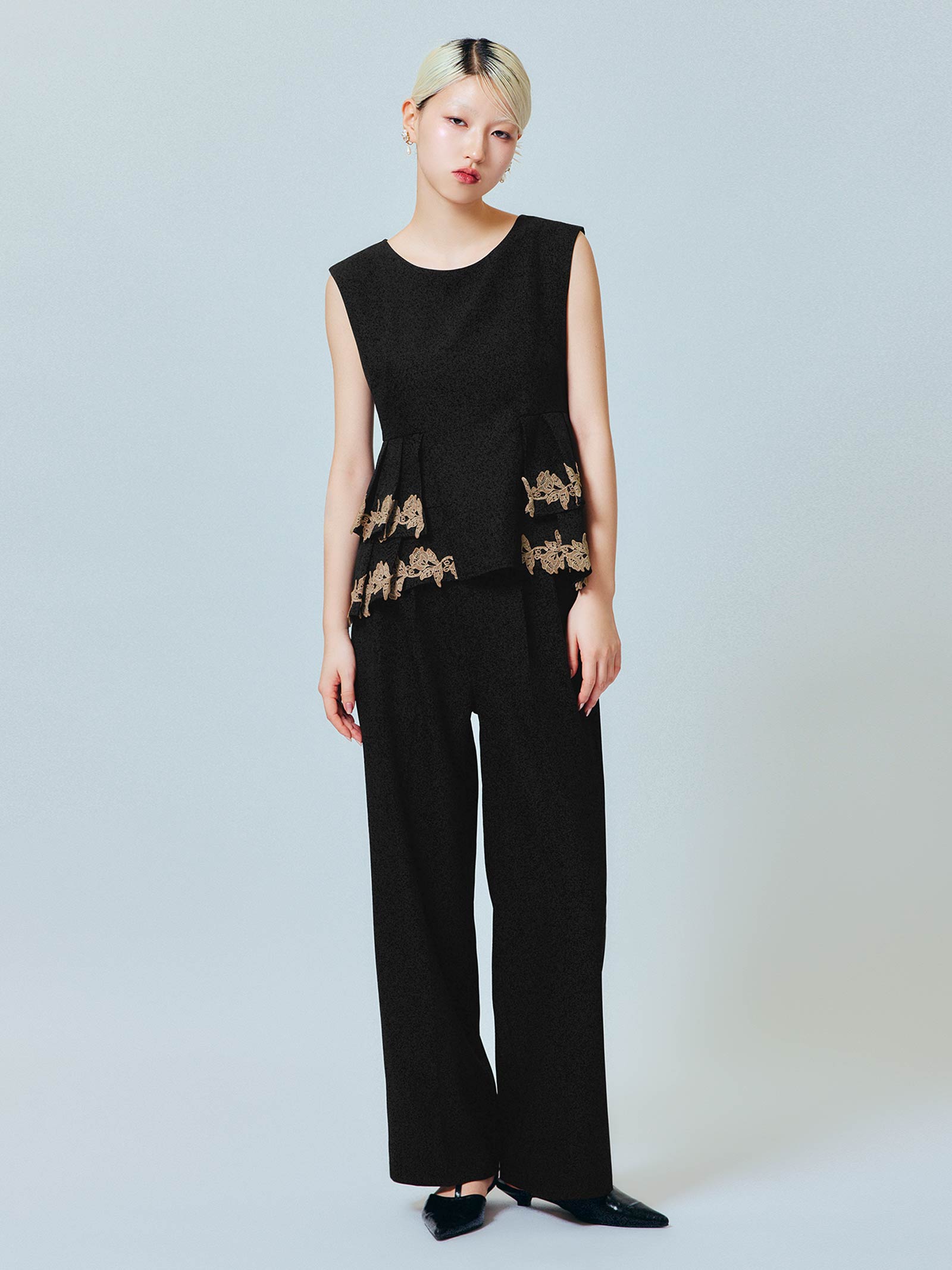 point lace pants setup / ポイントレースパンツセットアップ