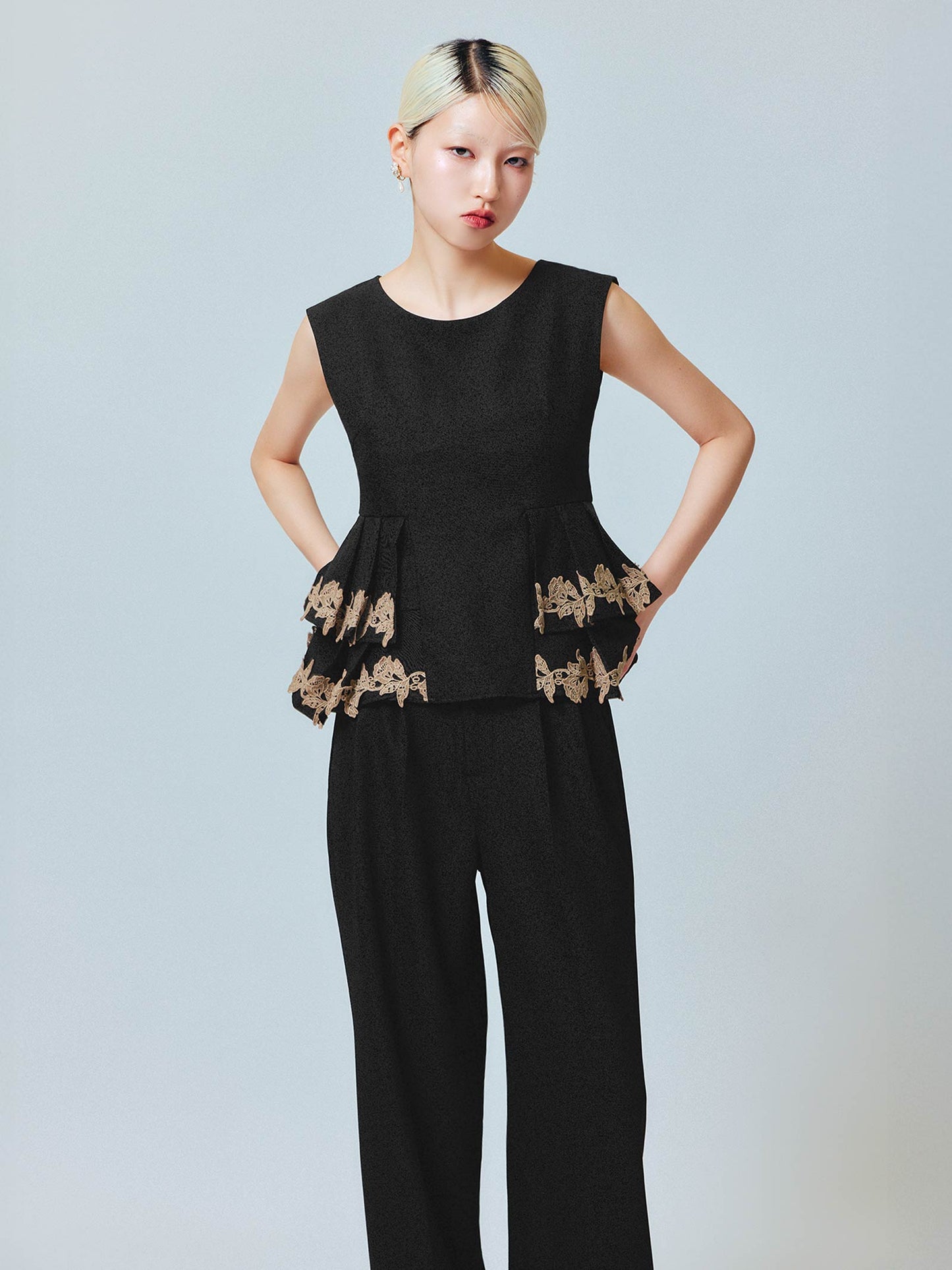 point lace pants setup / ポイントレースパンツセットアップ