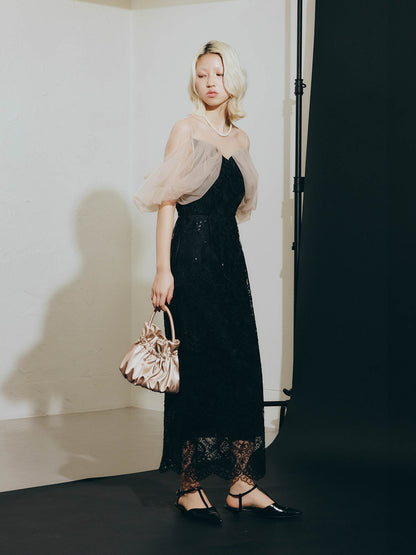 offsholder lace dress / オフショルダーレースドレス