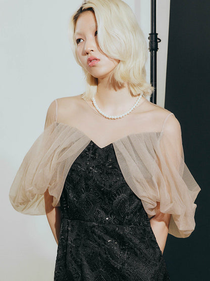 offsholder lace dress / オフショルダーレースドレス