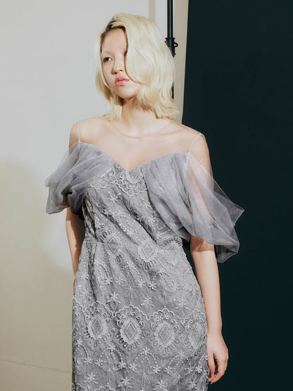 offsholder lace dress / オフショルダーレースドレス