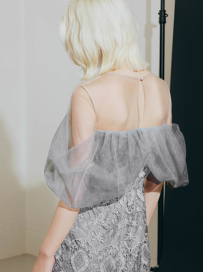 offsholder lace dress / オフショルダーレースドレス