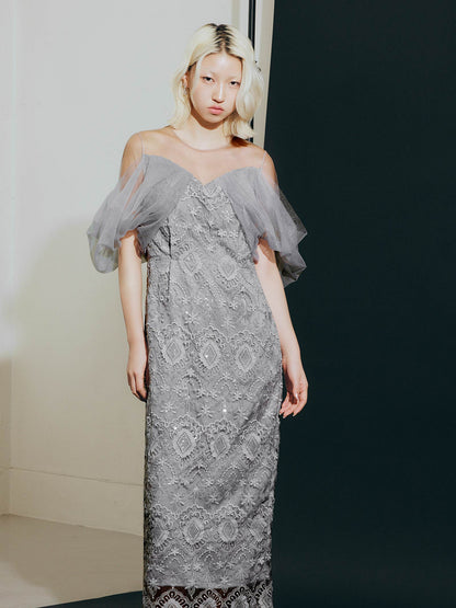 offsholder lace dress / オフショルダーレースドレス