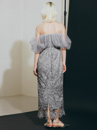 offsholder lace dress / オフショルダーレースドレス