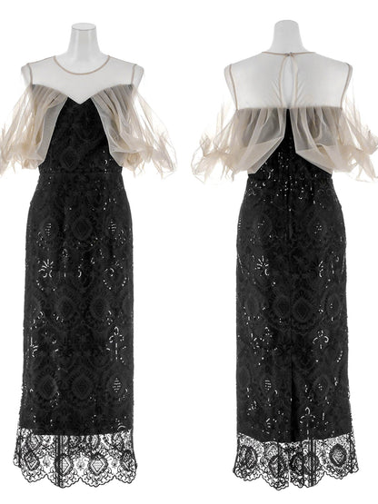 offsholder lace dress / オフショルダーレースドレス