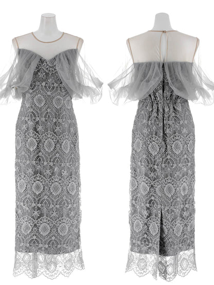 offsholder lace dress / オフショルダーレースドレス