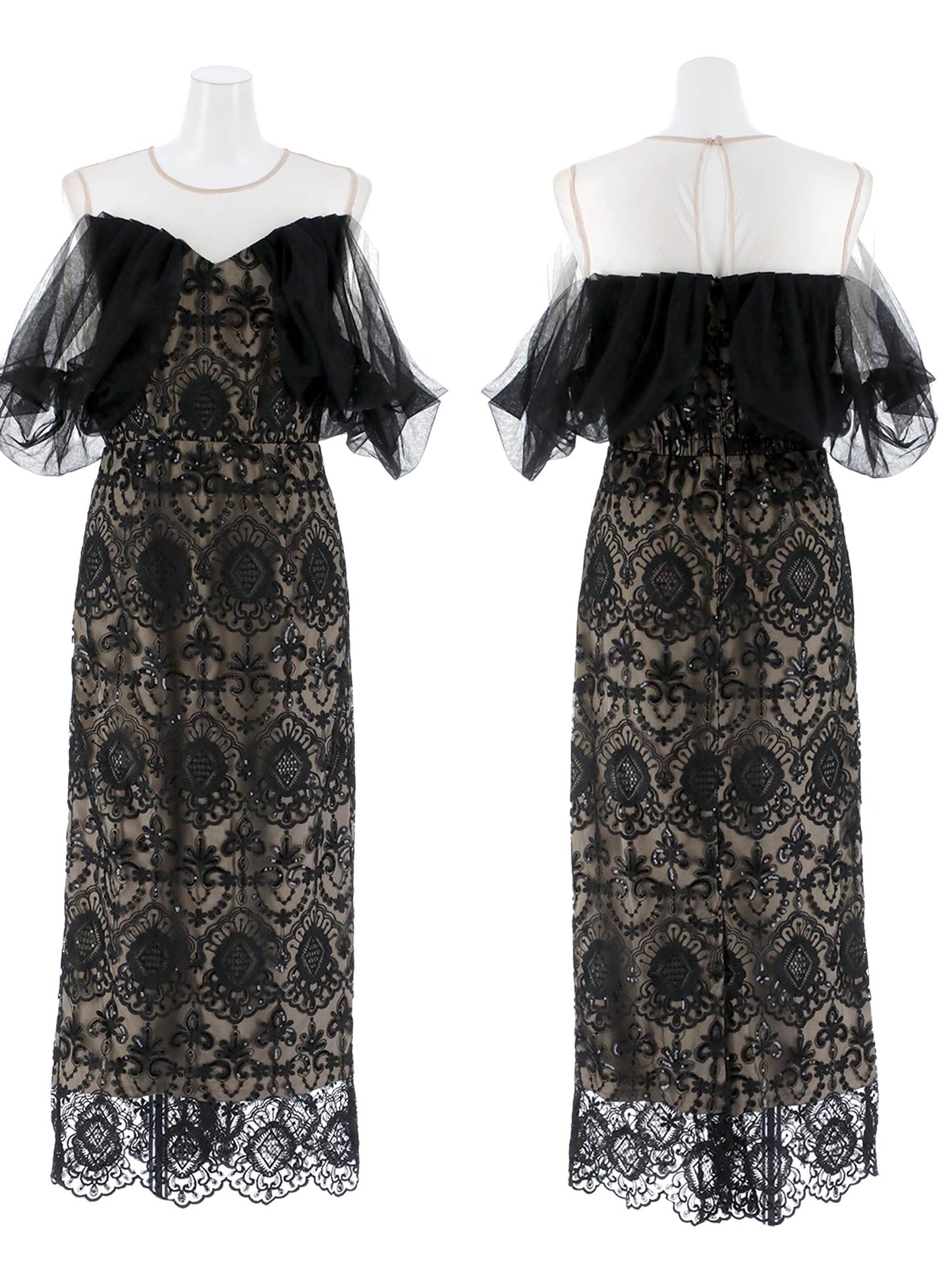offsholder lace dress / オフショルダーレースドレス