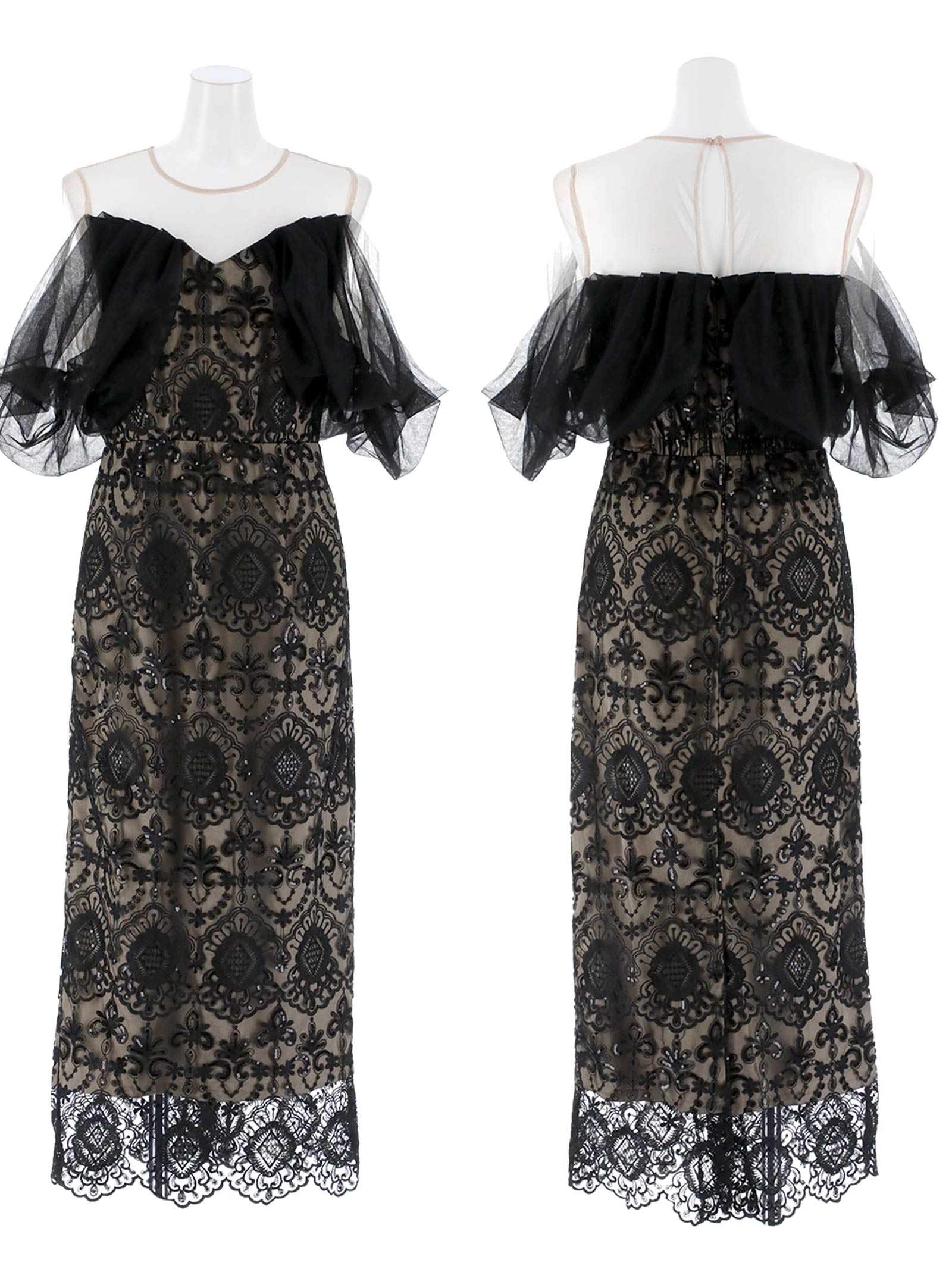 offsholder lace dress / オフショルダーレースドレス