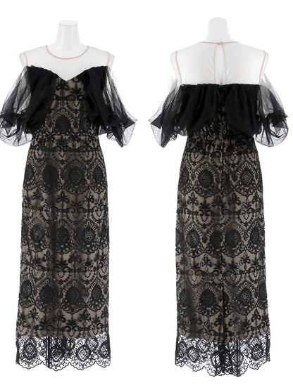 offsholder lace dress / オフショルダーレースドレス