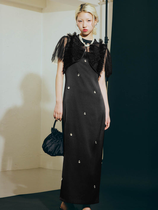 satiin bijou set dress / サテンビジューセットドレス