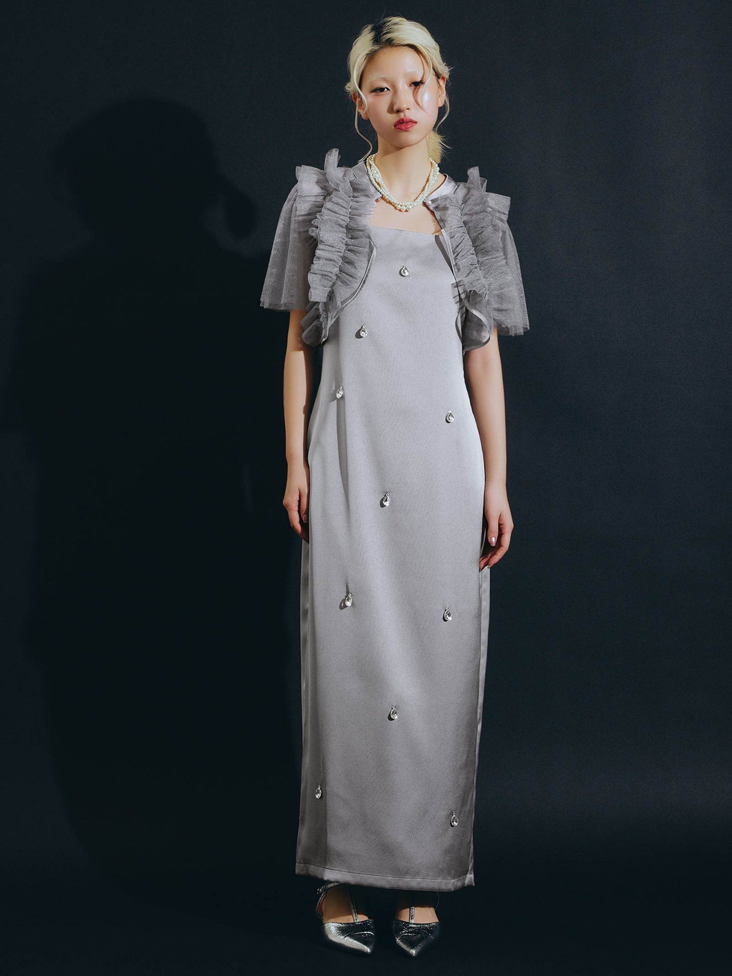 satiin bijou set dress / サテンビジューセットドレス
