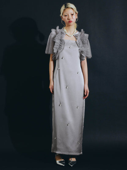 satiin bijou set dress / サテンビジューセットドレス