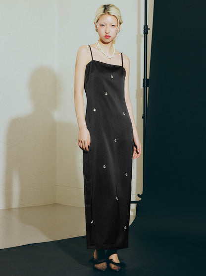 satiin bijou set dress / サテンビジューセットドレス